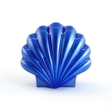 Symmetric cobalt blue glass seashell icon suitable for coastal spa and ocean luxury brand.