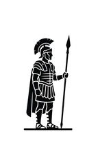 Fototapeta premium Ancient Roman Soldier Warrior Holding Spear Silhouette.