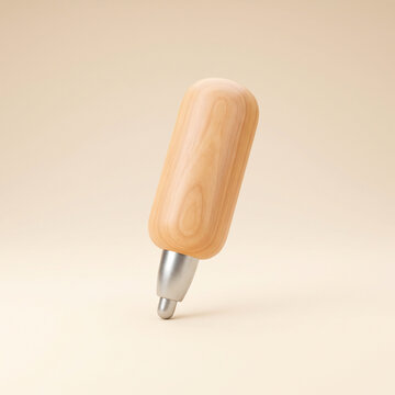 Wood Awl 3D Icon, Wooden Handle Scratch Awl with Metal Tip Isolated Illustration