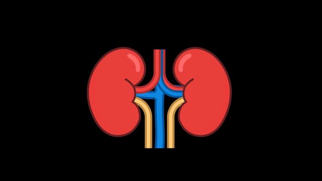 Kidney Health Medical Icon Animation with Transparent Background. Full HD. 4K