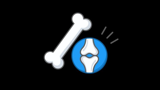 Bone Health Medical Icon Animation with Transparent Background. Full HD. 4K