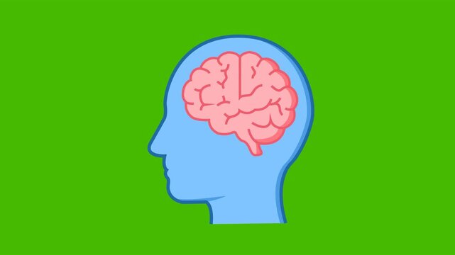 Mental Health Medical Icon Animation with Green Background. Full HD. 4K