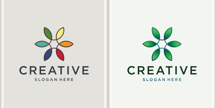 Creative colorful flower logo design