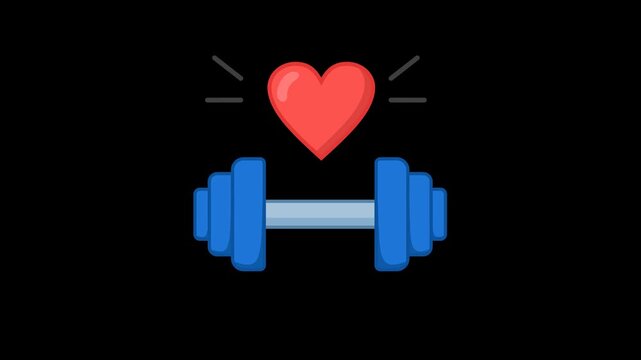 Fitness Exercise Health Icon Animation with Transparent Background. Full HD. 4K