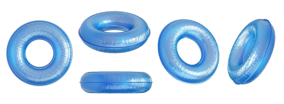 Blue Inflatable Swim Ring Set,3d Rendering.