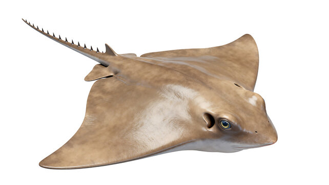 [Transparent Background PNG]A Cow-nosed Ray with Serrated Tail and Smooth Brown Body