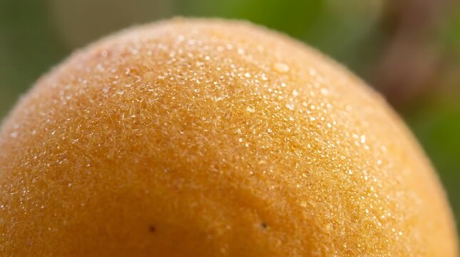Macro close-up shot of aprium fruit skin texture, showing fine fuzz and details in soft natural light.
