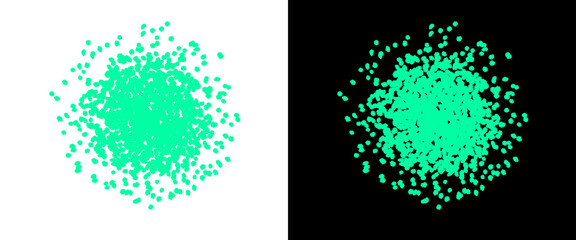 Mint green pixel art explosion set, retro 8-bit digital particle burst on black and white backgrounds, vintage gaming splash effect © shamima