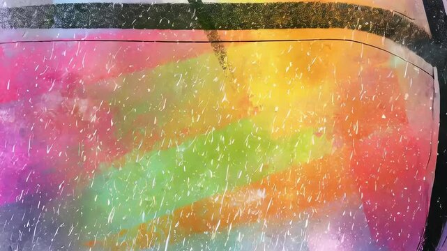 ?Dynamic colorful abstract painting with energetic brush strokes