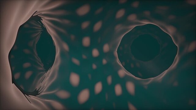 Abstract tunnel animation with organic perforated torus shape loop background