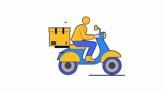 Delivery Courier Riding Scooter Motorcycle Carrying Parcel Box