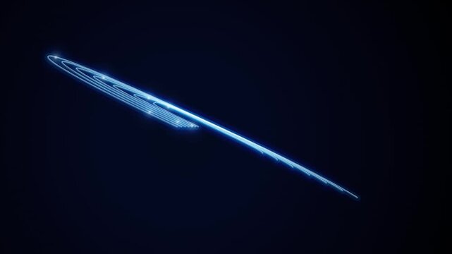 Abstract glowing light ribbon forming geometric elliptical loop