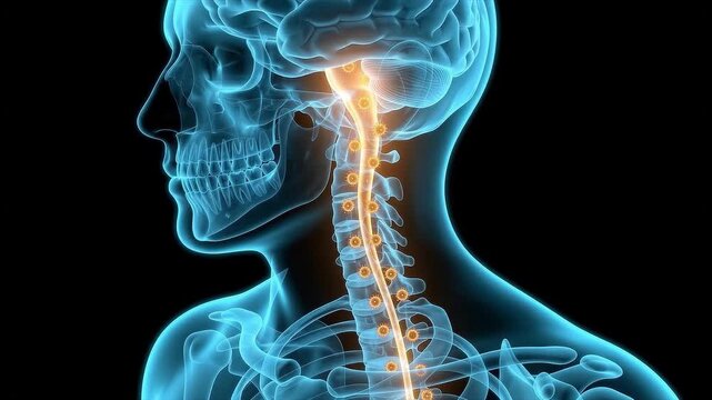 Nervous System 3d Animation Illustrating Disease Progression in the Human Spinal Cord