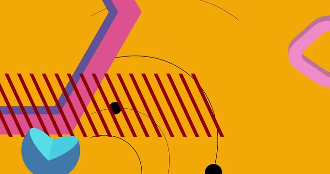 Geometrical graphic retro theme background animation with place for text. Minimal geometric elements frame video. Vintage abstract shapes for advertising.