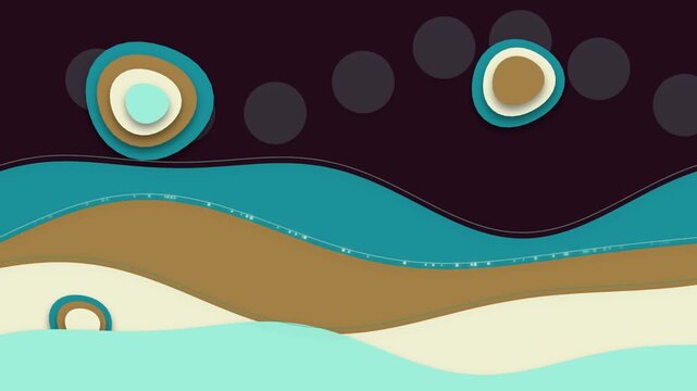 Abstract liquid topography background with floating circular elements