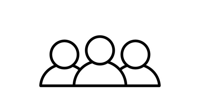 Three people group icon with simple black outline