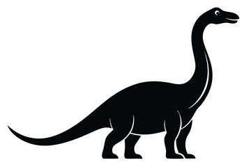 Black silhouette of a brontosaurus dinosaur isolated on a white background in vector art © Creative Graphic Des
