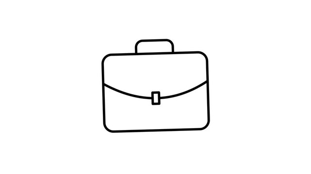 Minimal line art briefcase icon wiggling animation on white background.