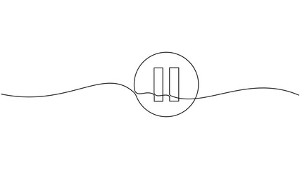 Obraz premium Simple pause button icon inside a circle with a wavy line design element