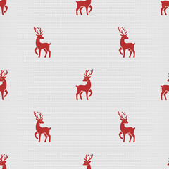White Reindeer pattern weave seamless fabric, satin surface texture for Christmas background, backdrops, wallpaper, clothing, textiles, wrap, package © pariketan