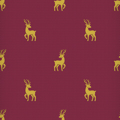 Burgundy Reindeer pattern weave seamless fabric, satin surface texture for Christmas background, backdrops, wallpaper, clothing, textiles, wrap, package © pariketan