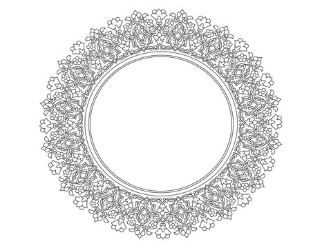 Ornate Islamic Circular Motif Tezhip Line Art Rosette