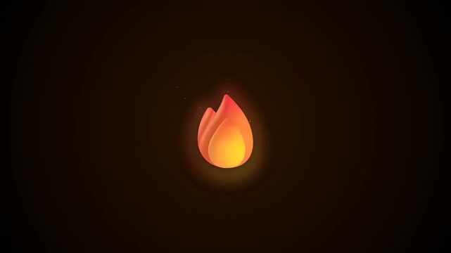 Glowing abstract flame icon on dark background