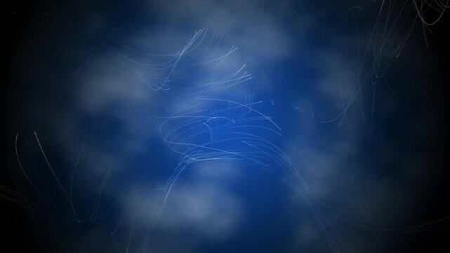 Glowing infinity symbol motion loop rotating over dark blue abstract background