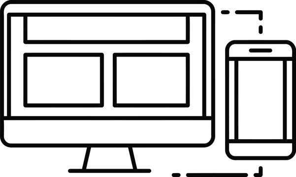 responsive website design icon for desktop computer and mobile smartphone interface development and web navigation