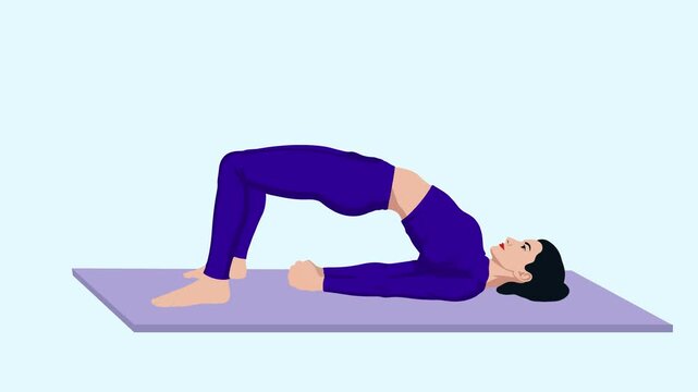 A young fit woman doing pelvic strength exercises for toned belly and glutes