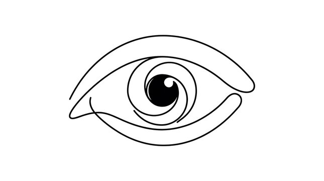 Minimalist continuous line drawing of a human eye with continuous minimalist abstract perception illustration