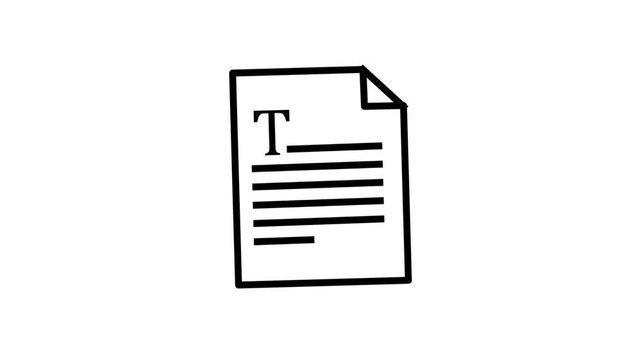 Black and white document line icon representing text file content writing paper draft.