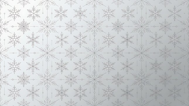 Minimalist silver snowflake pattern background for winter holidays wrapping paper.