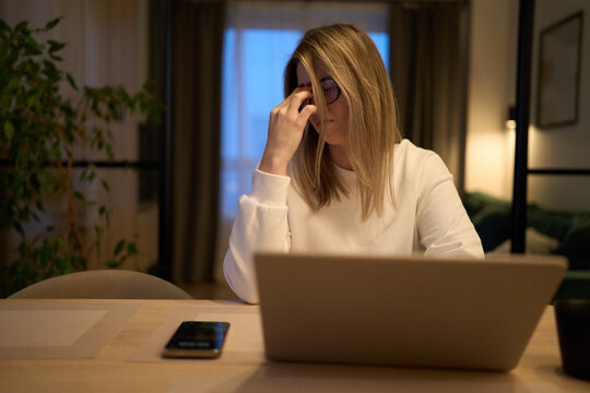 Freelancer working late with rising tension
