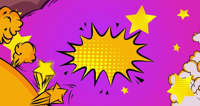 Cartoon background animation, comic book backdrop video. Retro comics pop art design.