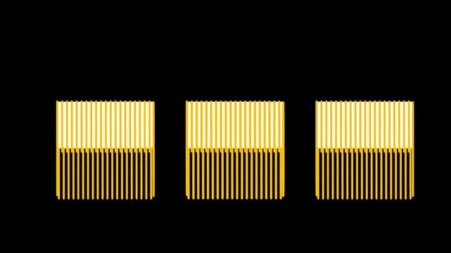 Three stacks of golden hay bales glowing brightly against a dark black background, symbolizing real estate wealth and rental income growth over time