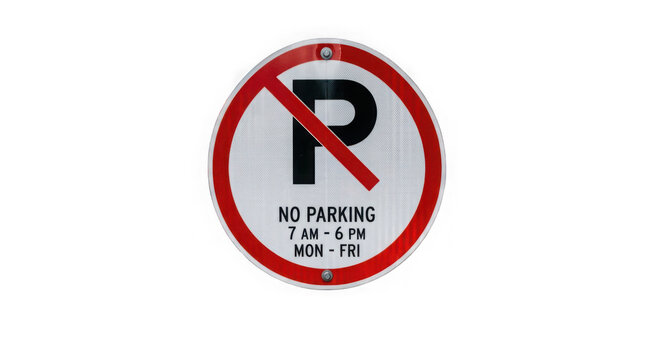 Red no parking sign with letter p