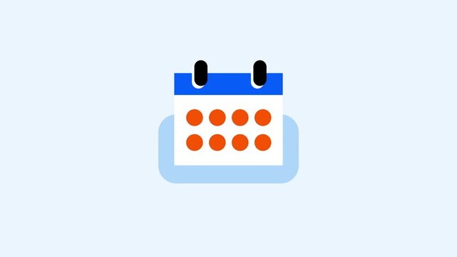 A wall calendar illustration marked with orange dots highlighting scheduled dates, representing appointment booking, event planning, or timeline setup