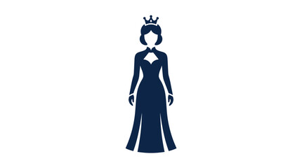 Fototapeta premium Elegant queen silhouette vector graphic design showing a royal woman wearing a long formal evening gown
