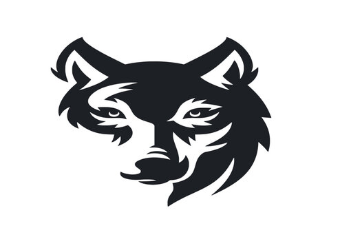 Abstract wolf head brush stroke vector illustration