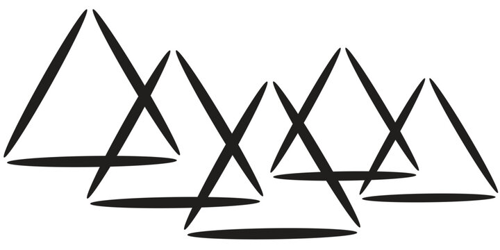 Minimalist Abstract Geometric Triangles Vector Illustration with Black Mountain Line Art for Modern Backdrop, Business Cover Design, Logo Emblem, and Wall Art Print