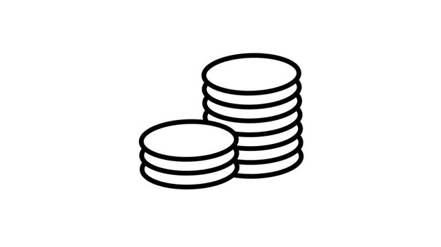 Minimalist line art animation of stacked coins representing wealth and finance.