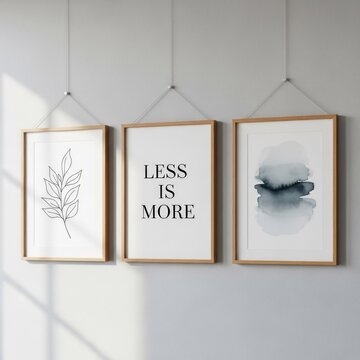 Minimalist art collection with botanical and typographic design