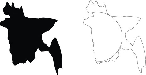 bangladesh map flag on map. two different style map. silhouette and outline style.cut for circuit vinyl cut. laser cut. commercial use   © Shaheer