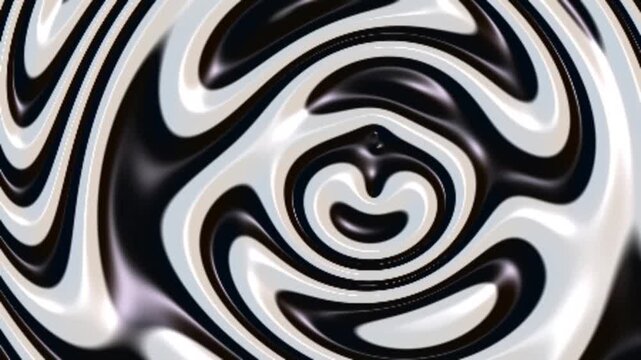 Seamless abstract monochrome liquid swirls animated op art background