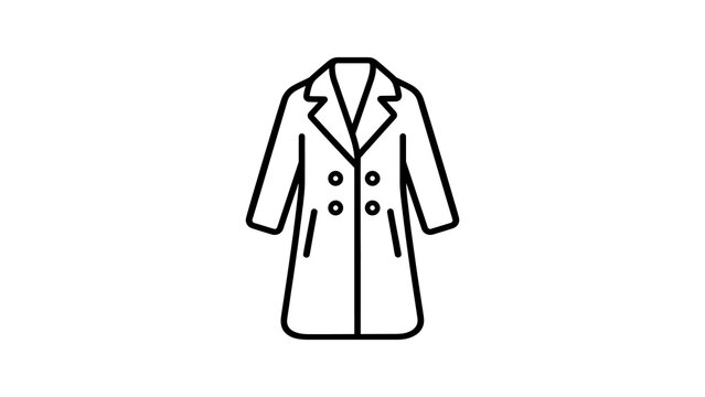Double breasted trench coat line icon elegant autumn fashion outerwear.