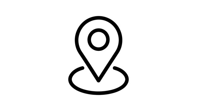 Geotarget location pin line icon marking point of interest on map.