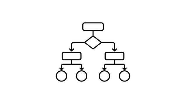 Flowchart diagram icon black logic tree representing decision making.