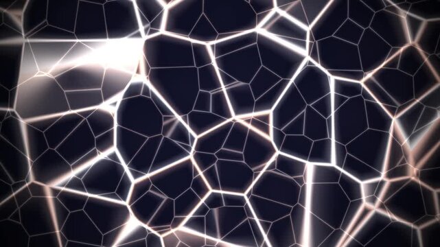 Glowing voronoi network grid abstract animation background 4K loop