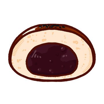 Anpan Japanese Red Bean Bun Cross Section Hand Drawn Illustration
